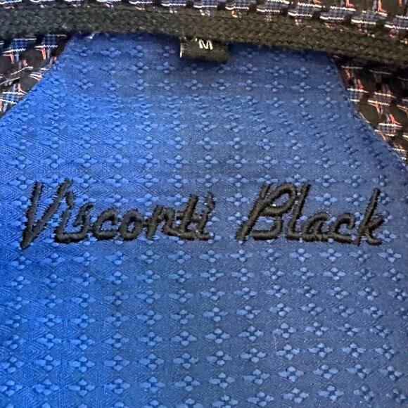 Visconti Black Long Sleeve Button-Down Shirt Black Colorful Print Size Medium - Picture 12 of 12